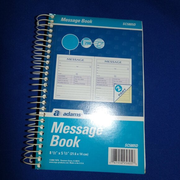 Vintage Adams Phone Message Book - 8.5x5.5 - 2 Per Page - 2 Part Carbon Copy - Picture 2 of 6